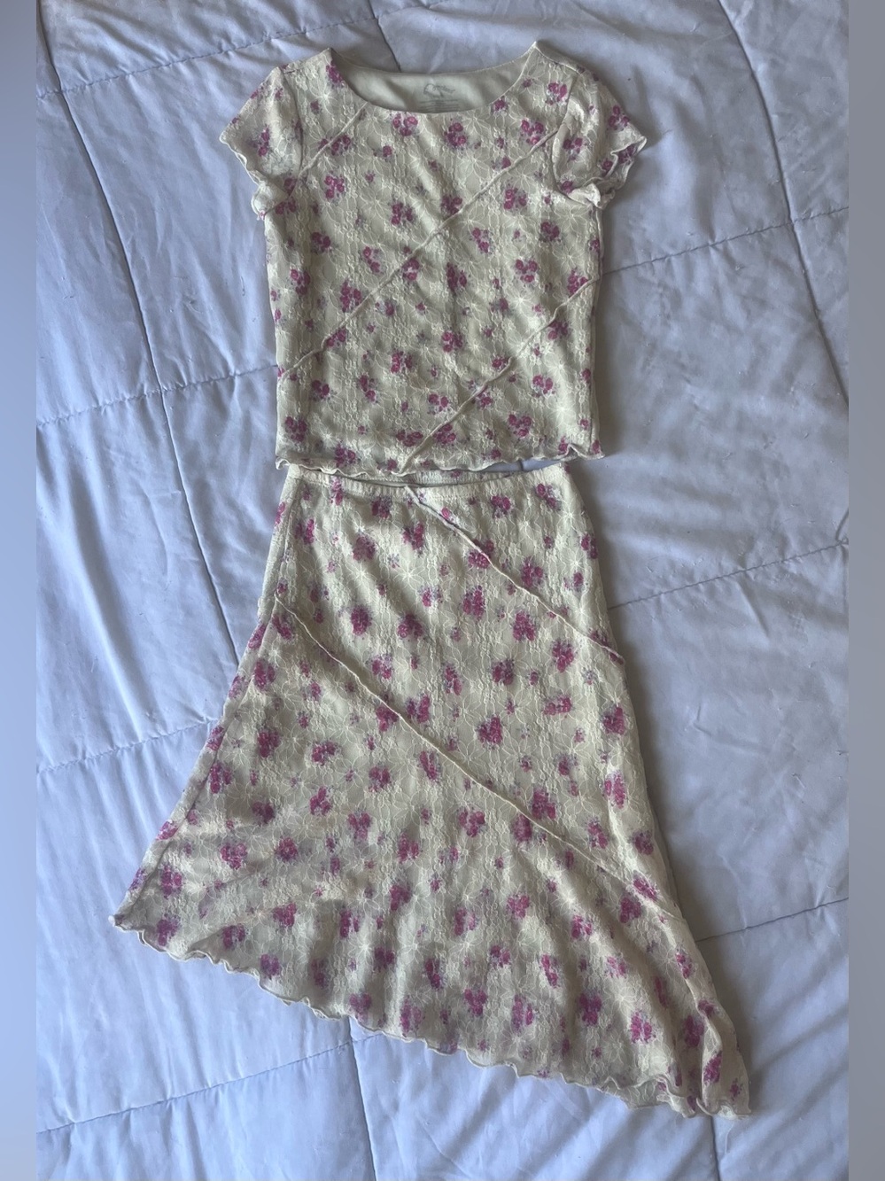 Art Class Floral Shirt & Skirt Set, Sz Small